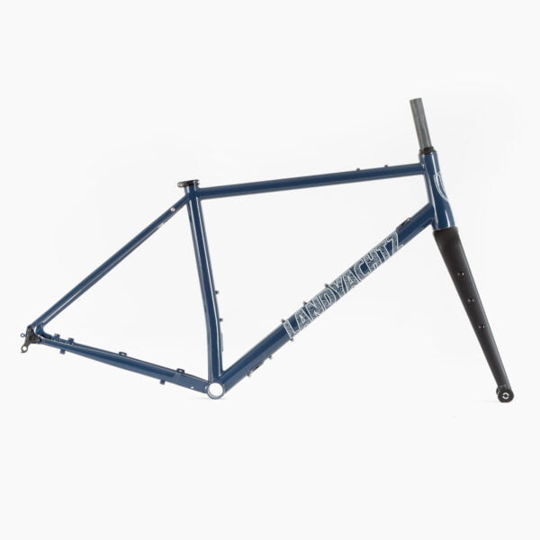 landyachtz ab-st gravel bike frame side angle blue steel grey carbon forks